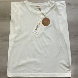 Momoni Enna Top Sleeveless Tee Organic Cotton White Medium New With Tag